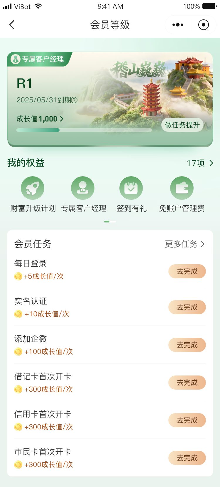 瑞丰银行会员等级案例活动图